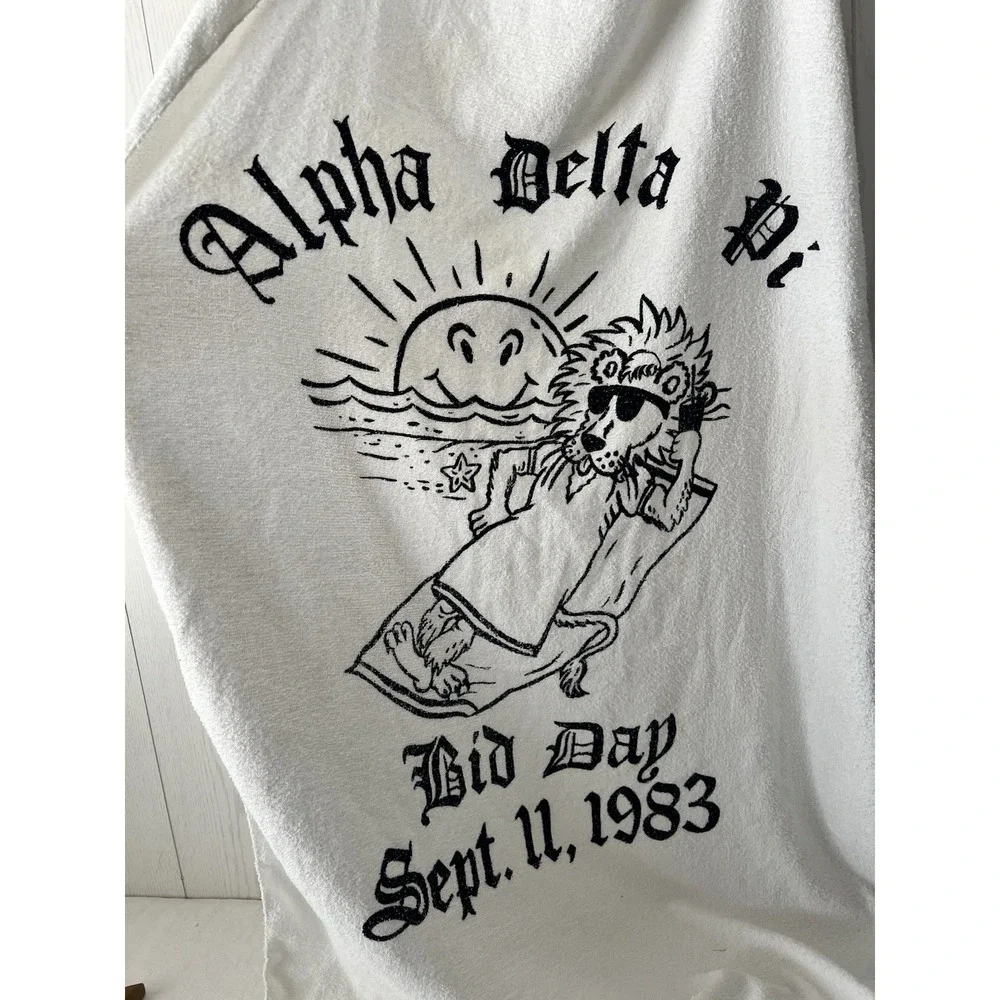 Vtg Alpha Delta Pi Sorority Towel 1983 Beach Party 58